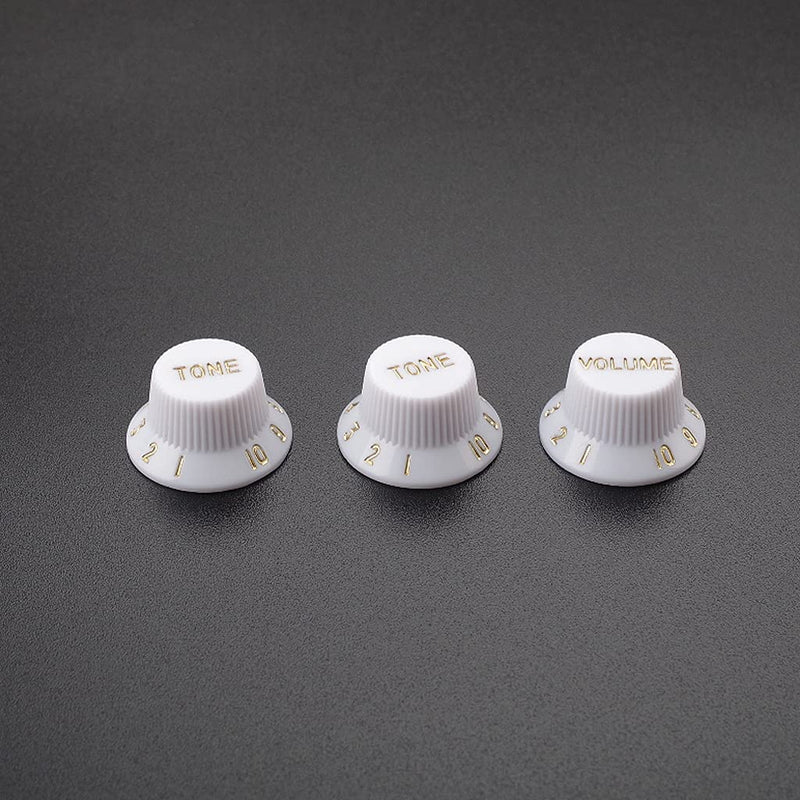 Alnicov 3 in 1 Speed Volume Tone Guitar Control Knobs Plastic Knobs for Left Hand Guitar Bass Parts,White