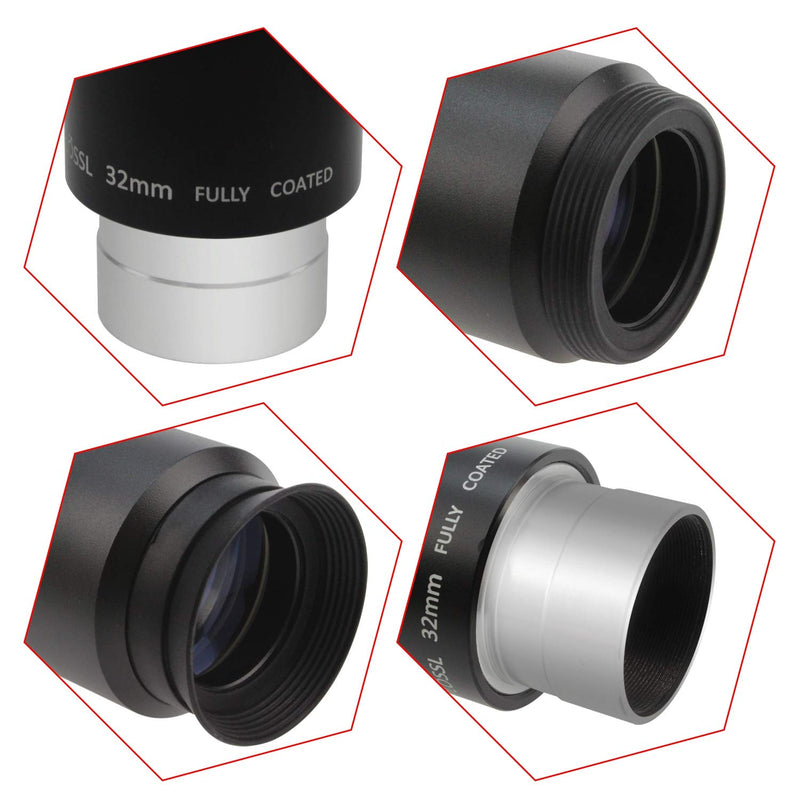 Astromania 1.25" 32mm Plossl Telescope Eyepiece - 4-Element Plossl Design - Threaded for Standard 1.25inch Astronomy Filters