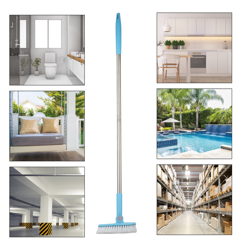 1 Piece Scalable Rotatable Long Extendable Handle Removable Tub/Bathroom/Tile/Scrub Brush Scrubber Telescopic Lightweight Alloy Handle Detachable (Blue) Blue