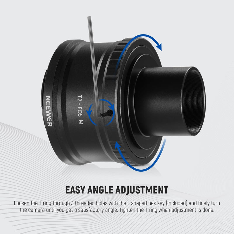 NEEWER EF-M to T2 Adapter with 1.25" Telescope Adapter Set, T Ring T Mount EOS M Telescope Lens Adapter Compatible with Canon EOS M M2 M3 M5 M6 M10 M50 M100 M200 Telescope Spotting Scope, LS-T13