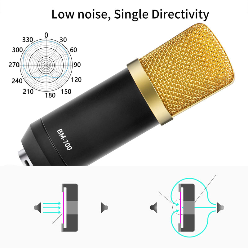 DIOKAYI USB Microphone Kit，Condenser Computer Cardioid Mic for Podcast, Game, YouTube Video, Stream, Recording Music, Voice Over