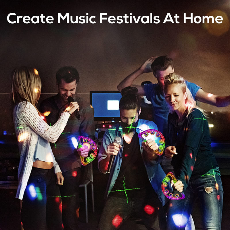 LED Tambourine, Light up Musical Flashing Tambourine [2 Pack]