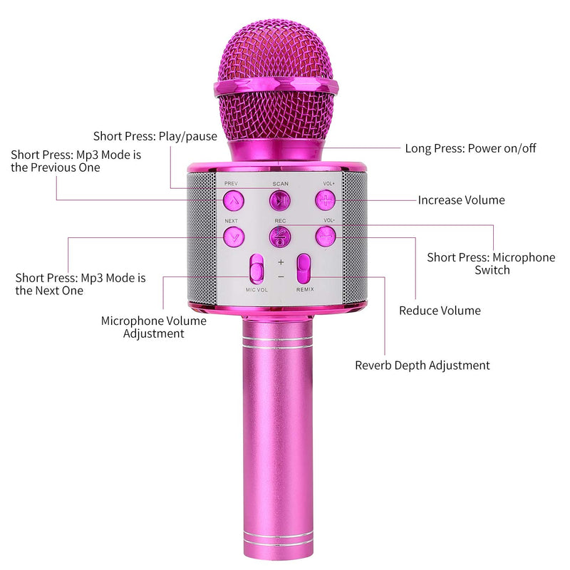 [AUSTRALIA] - Mixhomic Wireless Bluetooth Karaoke Microphone, 4 in 1 Handheld Wireless Karaoke Machine for Kids Party, Portable Handheld Home KTV Player for Android/iOS/iPad/PC (Purple) Purple 