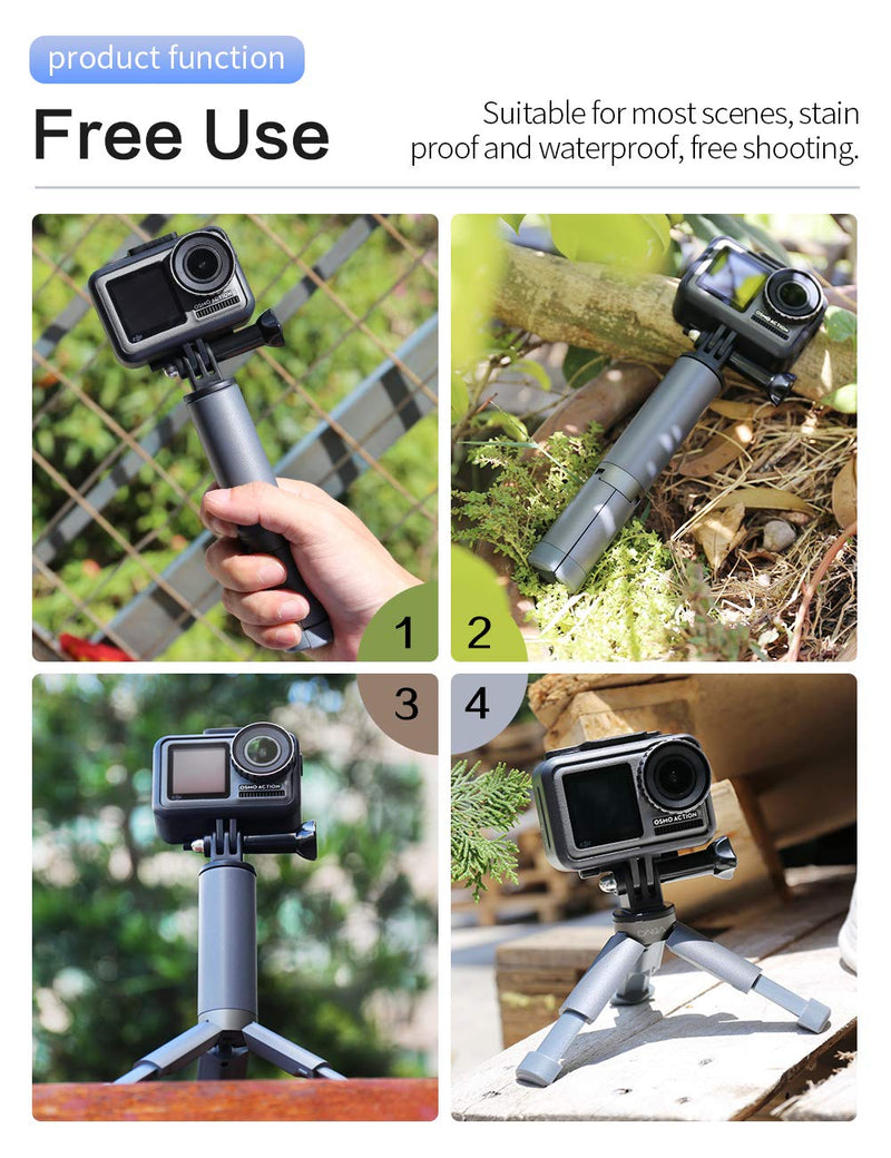 CYNOVA Osmo Action Mini Tripod: Go pro Hand Grip Extension Pole/Portable Waterproof Monopod Stick & Volgging Tabletop Stand Tripod for GoPro Hero/Osmo Mobile/Gimble/xiao yi/Any Cameras up to 4.6 lbs