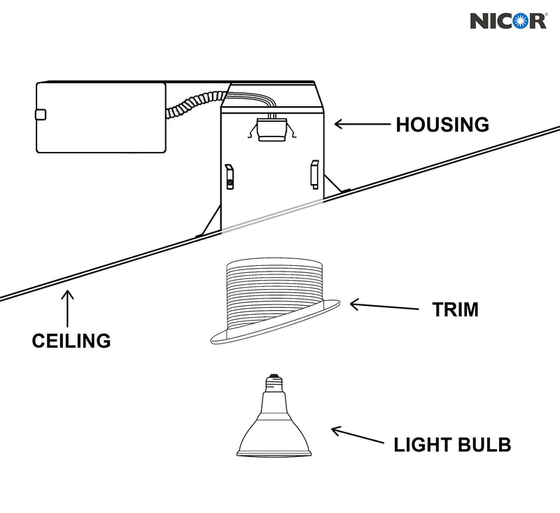NICOR Lighting 6 in. White Recessed Slope Trim with Baffle (17711)