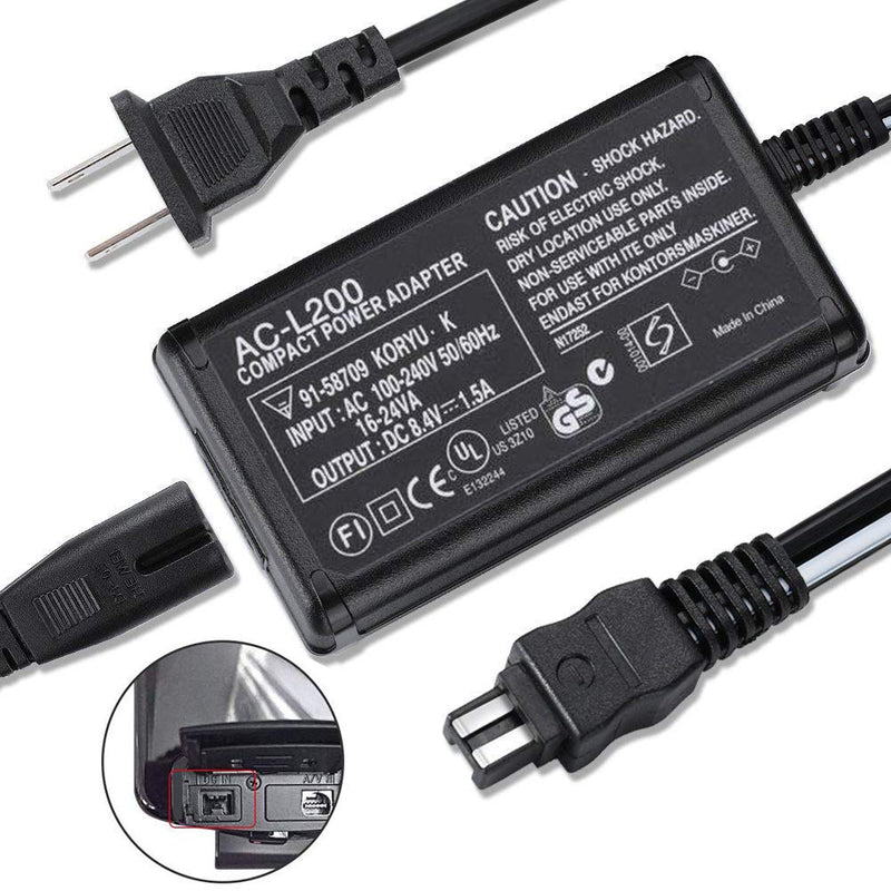 AC-L200 AC Power Adapter Charger for Sony Handycam DCR-SX40, DCR-SX41,DCR-SX44,DCR- SX45,DCR-SX60,DCR-SX63,DCR-SX65,SX83,SX85,DCR-SR42,DCR-SR45,DCR-SR46,DCR-SR47,DCR-SR68