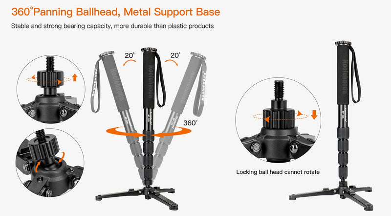 Koolehaoda Mini Tripod,Universal 3 Legs Monopod Base Stand Unipod Support With 3/8" Screw For Monopods Ballhead - KM3