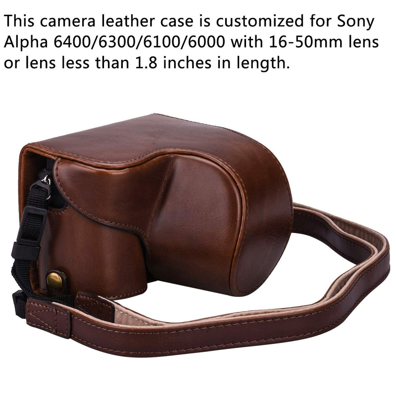 XEVN for Sony a6300 case,for Sony a6000 case,Premium PU Full Body Leather Camera Case Bag for Sony Alpha a6300 a6000 a6100 a6400 Fit 16-50mm Lens with Camera Shoulder Strap(Coffee) coffee