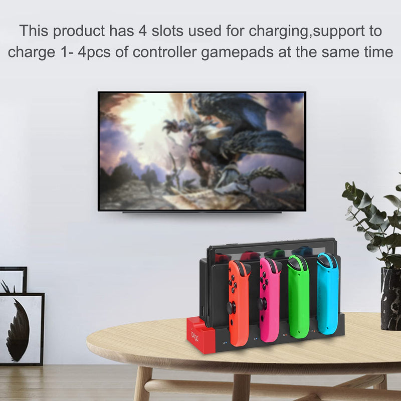 Charging Dock Compatible with Joy Cons, Switch Controller Charger Dock Station for Joycon Charges up to 4pcs Simultaneously, Charging Stand Station for Nintendo Switch Black