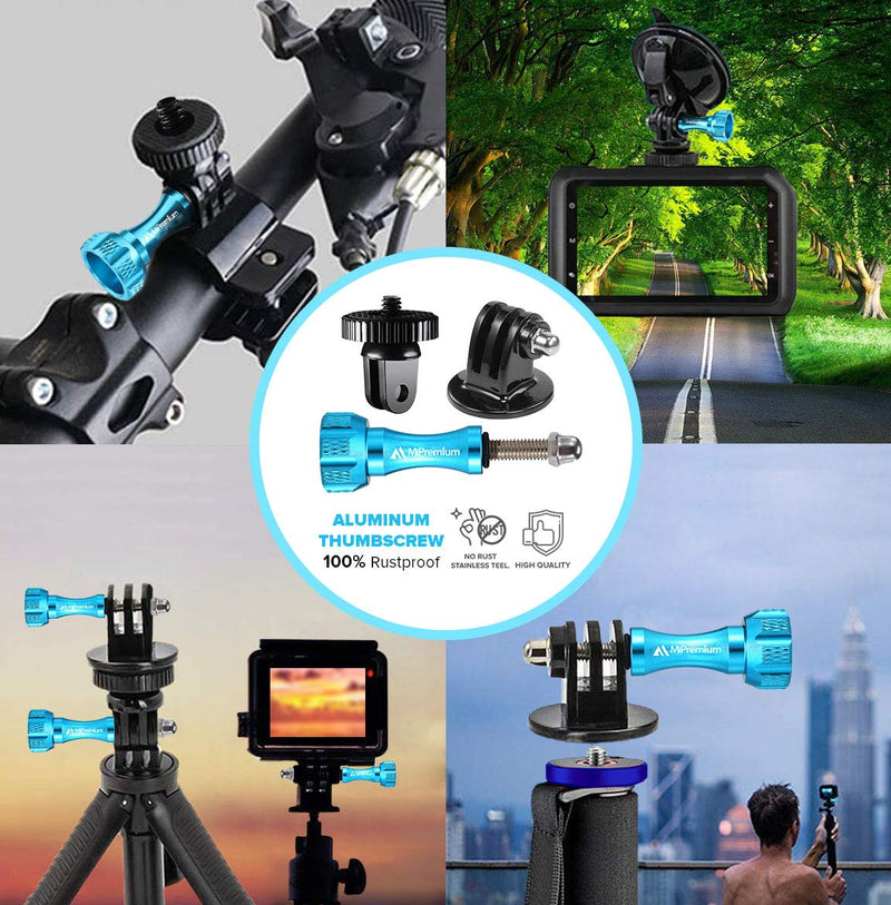 [AUSTRALIA] - MiPremium Tripod Monopod Adapter Mount Kit for GoPro Hero 10 9 8 6 7 5 4 3 Black Silver Session. 1/4 Mount & Aluminium Thumbscrews Action Cam Mounting Accessories for AKASO Campark YI & Other Cameras 