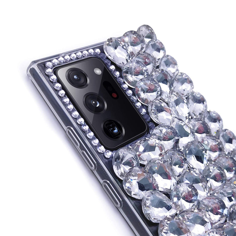 Bonitec for Samsung Galaxy Note 20 Ultra 5G Case 3D Glitter Sparkle Bling Case Luxury Shiny Crystal Rhinestone Diamond Bumper Clear Gems Protective Case Cover