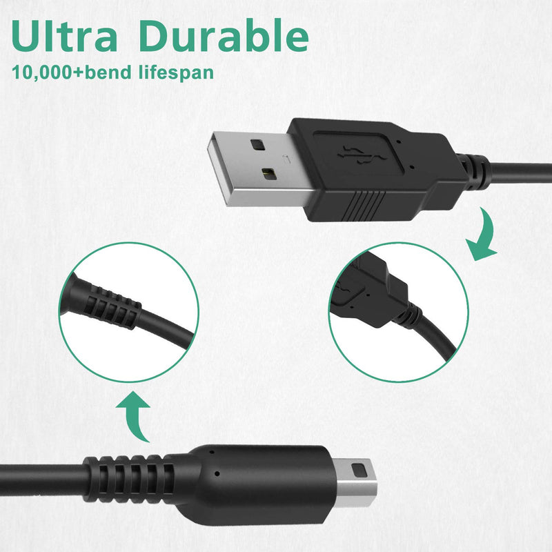 3DS USB Charger Cable, Power Charging Lead for Nintendo New 3DS XL/New 3DS/ 3DS XL/ 3DS/ New 2DS XL/New 2DS/ 2DS XL/ 2DS/ DSi/DSi XL Black