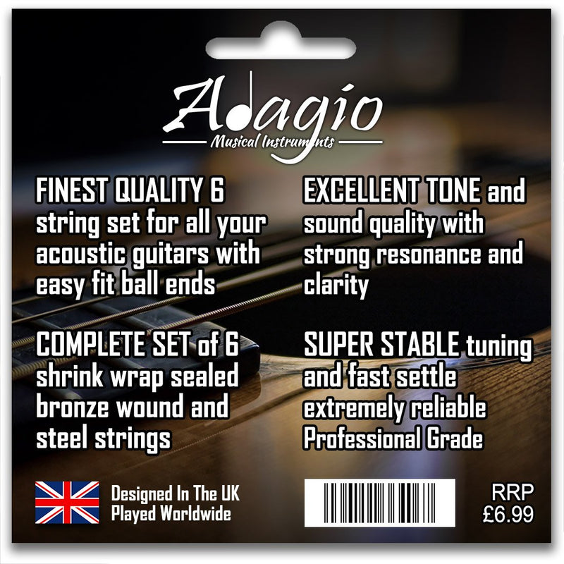 Adagio 3 PACKS Pro ACOUSTIC GUITAR Strings 11-50 Phosphor Bronze - Pro Light Gauge