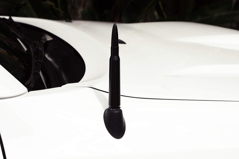 AntennaMastsRus - 50 Caliber Bullet Aluminum Antenna is Compatible with Toyota Tacoma (1995-2015) - USA Stainless Steel Threading 50 Cal Bullet Black