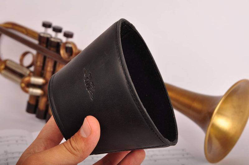 Trumpet magnetic mute, lightweight leather mute for jazz and classical trumpeters MG Leather Work (Trumpet, Black) Trumpet