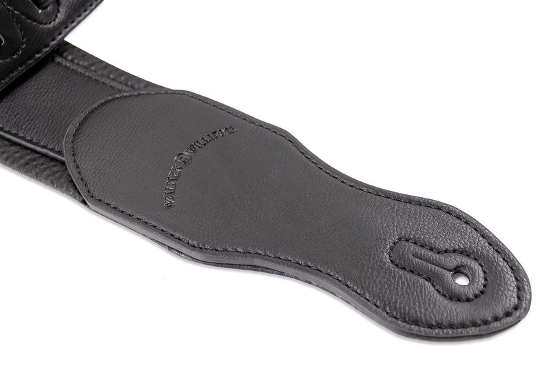 Walker & Williams G-46 Black On Black Padded Guitar Strap with Glove Leather Back