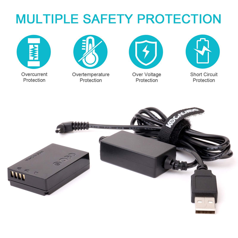[AUSTRALIA] - kocackoo USB Drive Cable ACK-E12 Mobile Power Supply + LP-E12 Dummy Battery DC Grip DR-12 DC Coupler + USB Power Adapter Kit for Canon EOS M EOS M2 M10 M50 M100 M200 Digital Cameras. 