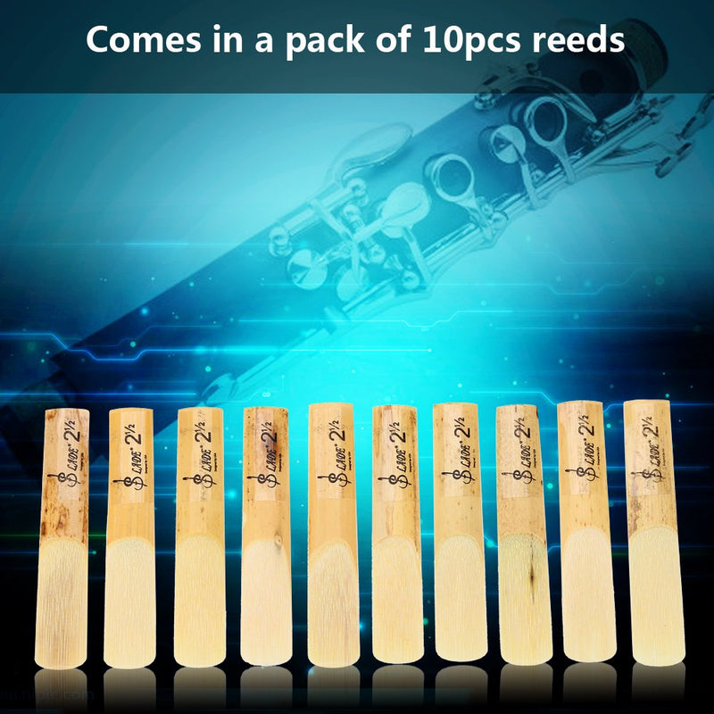 10Pcs Plastic Clarinet Reeds 2.5, B-Flat 2.5 Clarinet Reed Repair Parts with Individual Plastic Case