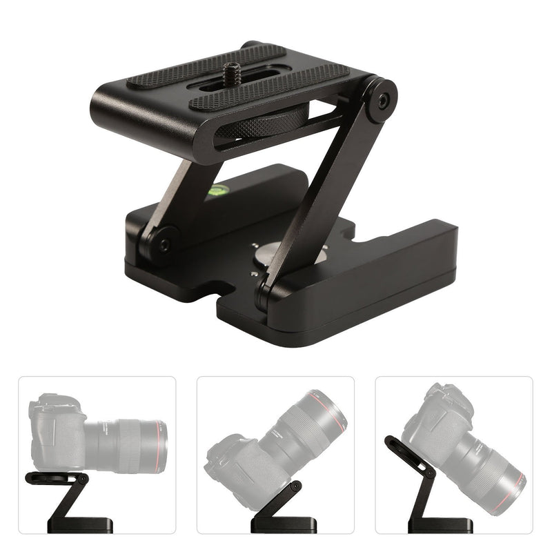 Universal Quick Release Plate, Aluminum Folding Z Flex Tilt Head Camera Bracket Tripod Ball Head with Spirit Level Slide Rail Tripod Stabilizer