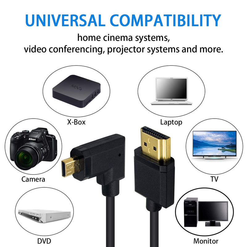 [AUSTRALIA] - Duttek Micro HDMI to Standard HDMI Cable, Micro HDMI to HDMI Coiled Cable, Extreme Slim Right Angled Micro HDMI Male to HDMI Male Coiled Cable for 1080P, 4K, Ultra HD, 3D (1.2M/4FT) Right Angled 1.2M 