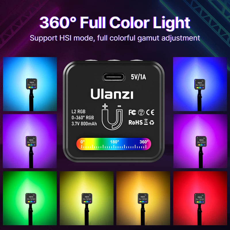 Ulanzi L2 COB RGB LED Video Light, 360° Full Color Portable Led Light for Camera Lighting, Magnetic Super Mini Cute Cube Light for Toy, Stop Motion and Micro Photography
