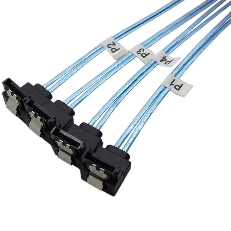 CableDeconn 18' Mini SAS 36P SFF-8087 To 4 SATA 7Pin 90 Degrees Target Hard Disk Data Cable 0.5M (H0304)