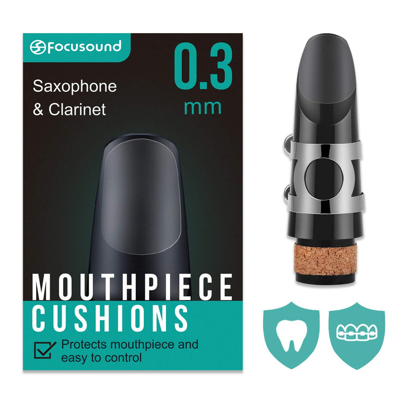 Focusound Saxophone & Clarinet Mouthpiece Cushions, Thin, 0.3mm Clear, 8-Pack