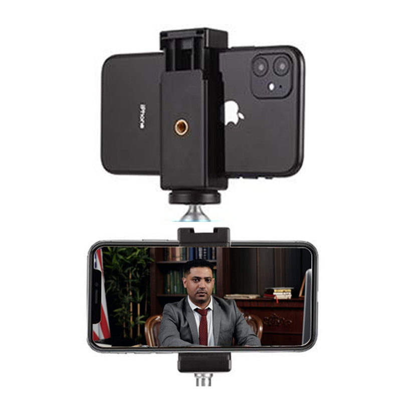 Vidpro CL-2 Tripod Mountable Smart Phone Clamp Cradle with Cold Shoe Mount. 1/4-20 Socket Attaches to Tripods, Monopods, Spring Clamp Accepts Phones up to 4 Inches Wide. Mount Lights, Microphones.