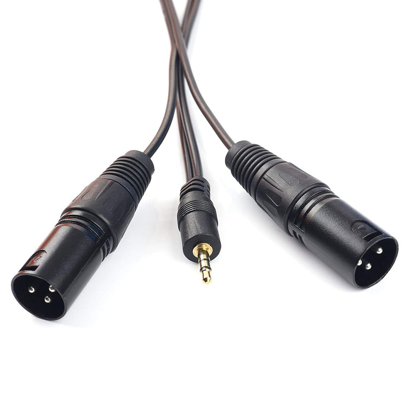 [AUSTRALIA] - Microphone Cable Adapter,3.5 mm (1/8Inch) Mini Jack Stereo TRS to Dual XLR 3 pin Male Plug Unbalanced Interconnect Cable,Y Splitter Patch Cable Cord (1.5M/5FT) 