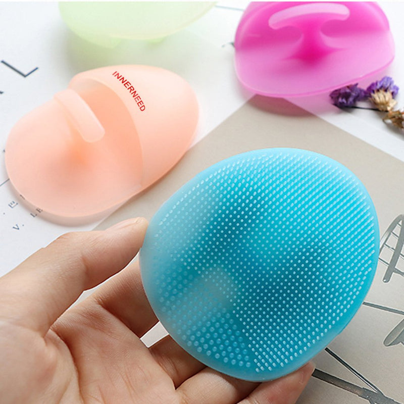 Super Soft Silicone Face Cleanser and Massager Brush Manual Facial Cleansing Brush Handheld Mat Scrubber For Sensitive, Delicate, Dry Skin (Pack of 4) 4 Mix Color