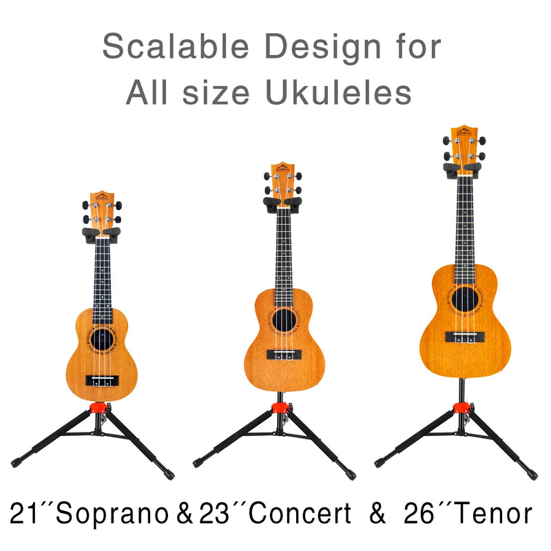 ROWELL Ukulele Stand Ukelele Stand Portable Height Adjustable with Automatic Locking Hook &Soft Pad Material