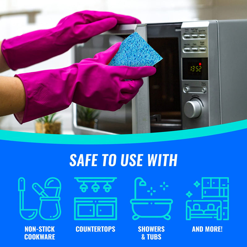 [AUSTRALIA] - SCRUBIT Multi-Use Scrub Sponge – Non-Scratch Kitchen Sponges for Dishes, Pots and Pans - Heavy Duty & Odor Free Rippled Scrubbing Pad, Designed for Tough Cleaning Jobs 12 Count 