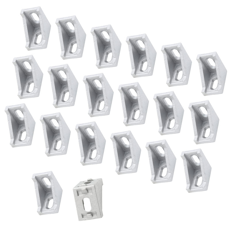 Qjaiune 20Pcs 2028 Inside Corner Bracket Gusset, Silver 20x28 Aluminum Extrusion Brackets, Aluminum L Bracket Connector for 2020 Series Aluminum Extrusion Profile with Slot 6mm 2028 Seriess, Bracket Only