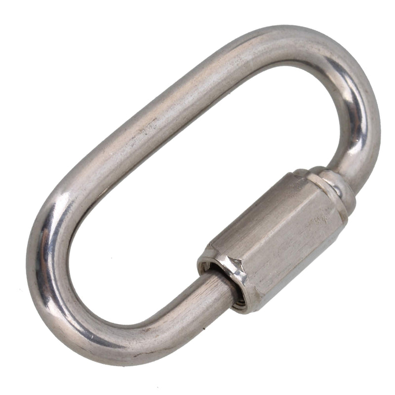 CNBTR Silver Multifunctional 304 Stainless Steel Screwgate Quick Oval Screwlock Link Lock Ring Hook Pack of 5 (M5)