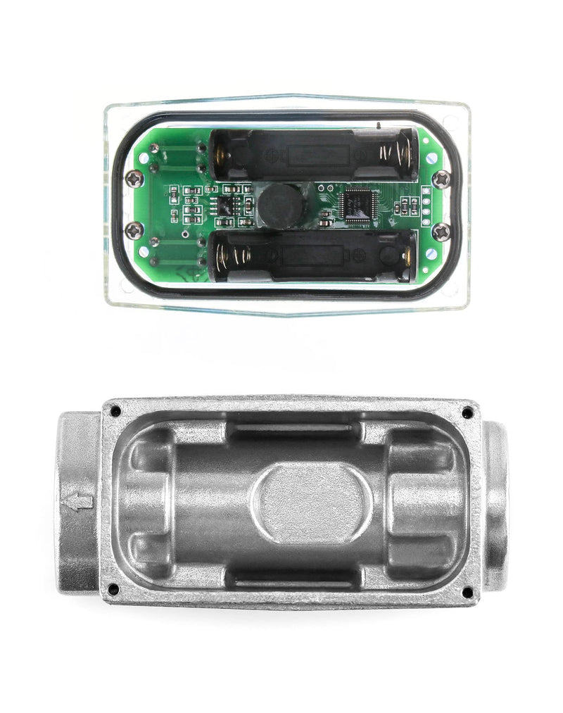 QWORK Digital Turbine Flow Meter, LCD Digital Display with1 Inch NPT Counter Gas Oil Fuel Flowmeter for Diesel, Kerosene, Gasoline