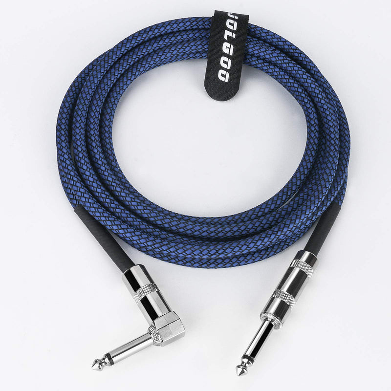 [AUSTRALIA] - 1/4 Inch Cable Guitar Cable 10 Ft Straight to Right Angle 1/4 Inch 6.35mm Plug Bass Keyboard Instrument Cable Blue and Black Tweed Cloth Jacket, Electric Mandolin, pro Audio JOLGOO 10 Feet Blue Black 