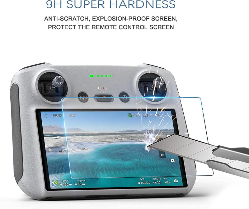 Mini 3 Pro 2 in 1 Sun Hood RC Protector Sunshade + Tempered Glass Screen Protector Film (2pcs) + Neck Lanyard/Strap for DJI Mini 3 Pro/Mini 3/Mavic 3 Classic/Mavic 3 Pro RC Accessories