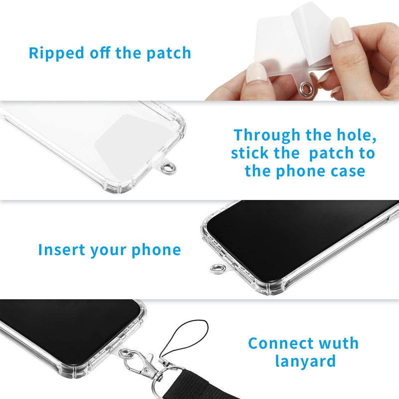 4 Pieces Nylon Phone Lanyard, Adjustable Phone Lanyard Neck Straps with 6 Adhesive Tabs, Detachable Cell Phone Strap with Patch for Phone Case ID Badges Holder