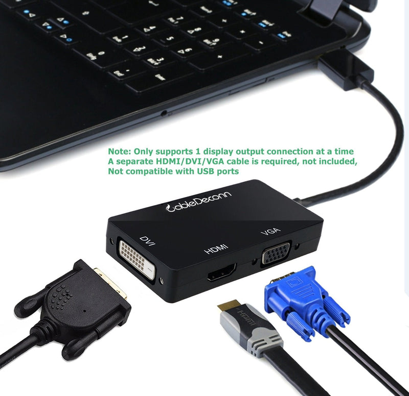 [AUSTRALIA] - CABLEDECONN Multi-Function Displayport Dp to HDMI/DVI/VGA Male to Female 3-in-1 Adapter Converter Cable DisplayPort to HDMI VGA DVI 