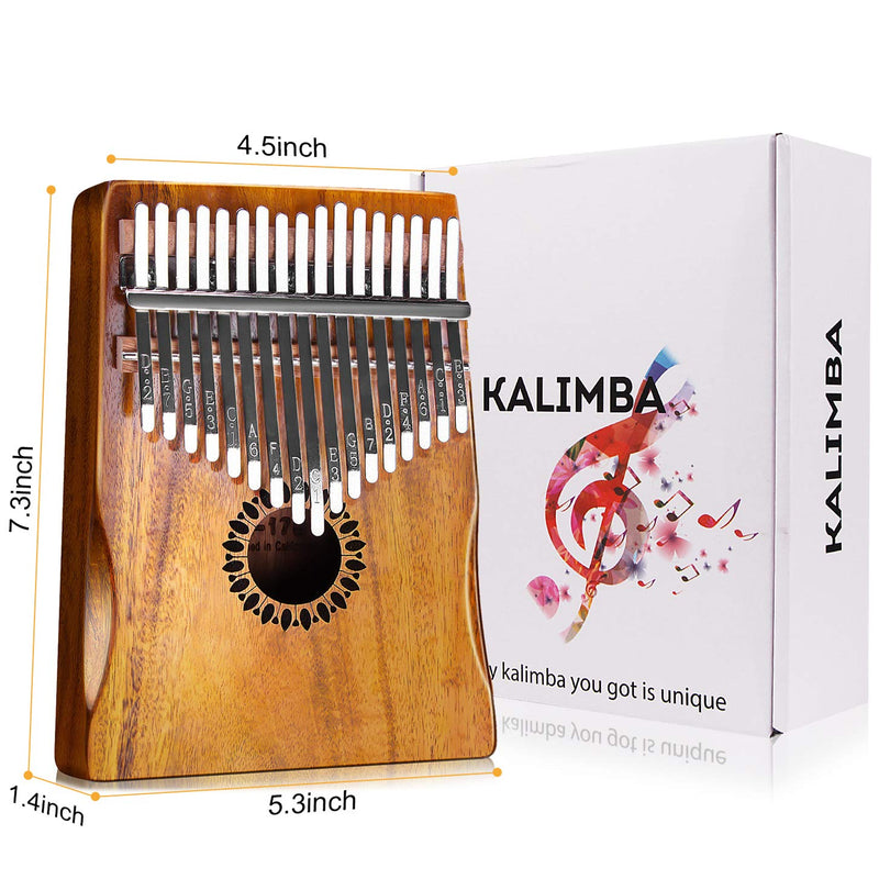 Kalimba Thumb Piano 17 Keys, Portable Mbira Finger Piano Gifts for Kids and Adults Beginners