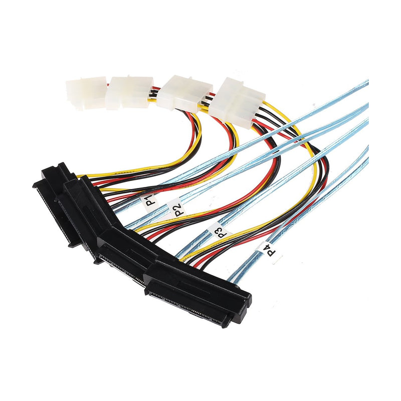 CABLEDECONN SFF-8643 Internal Mini SAS HD to (4) 29pin SFF-8482 connectors Power Port 12GB/S Cable (1M)