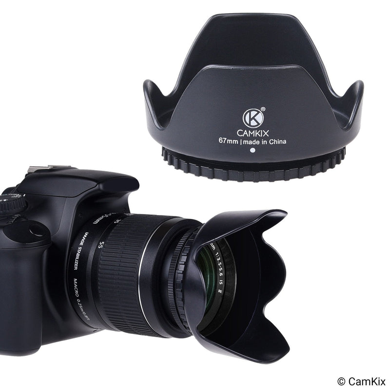 Camera Lens Hoods - Rubber (Collapsible) + Tulip Flower - Set of 2 - Sun Shade/Shield - Reduces Lens Flare and Glare - Blocks Excess Sunlight for Enhanced Photography and Video Footage