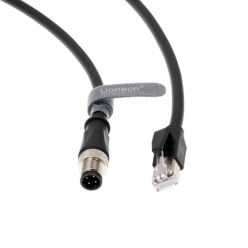 Uonecn M12 4 Pin D-Code Male to RJ45 Male Waterproof Shielded Ethernet Cable Assembly for Industrial Camera 3 Meters 4-Pin D-Code Male to RJ45 3M