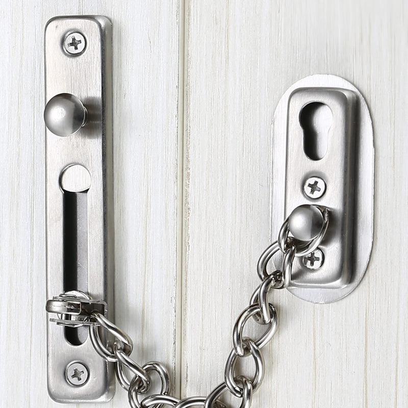 MroMax Home Safety Burglarproof Chain Door Guard 304 Stainless Steel Security Lock for Door and Home Security Silver Tone 1Pcs