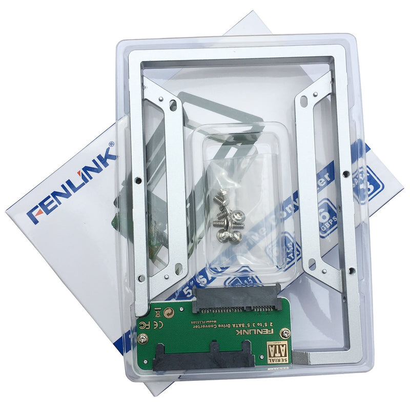 Fenlink 2.5" to 3.5" Internal SSD Hard Drive SATA Drive Converter (Silver)