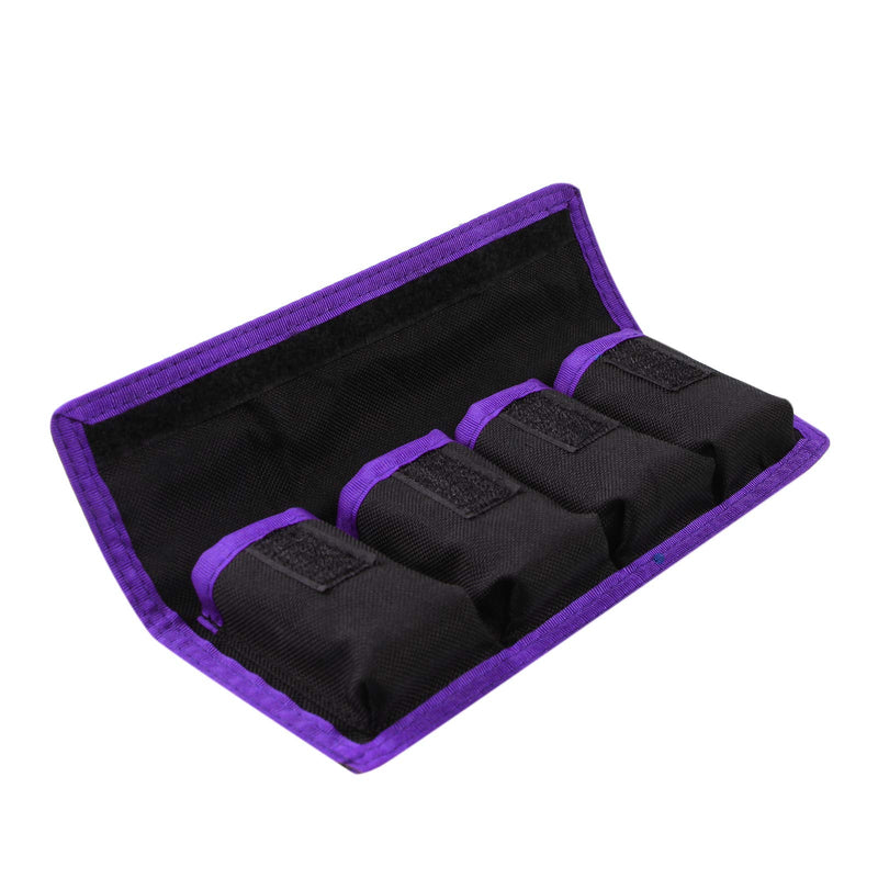 Meking Battery Storage Case Bag with 4 Pockets for DSLR Camera, Suitable for AA/AAA Battery and LP-E6 LP-E8 LP-E10 LP-E12, EN-EL14 EN-EL15, NP-FW50 NP-F550 NP-FM500H Purple