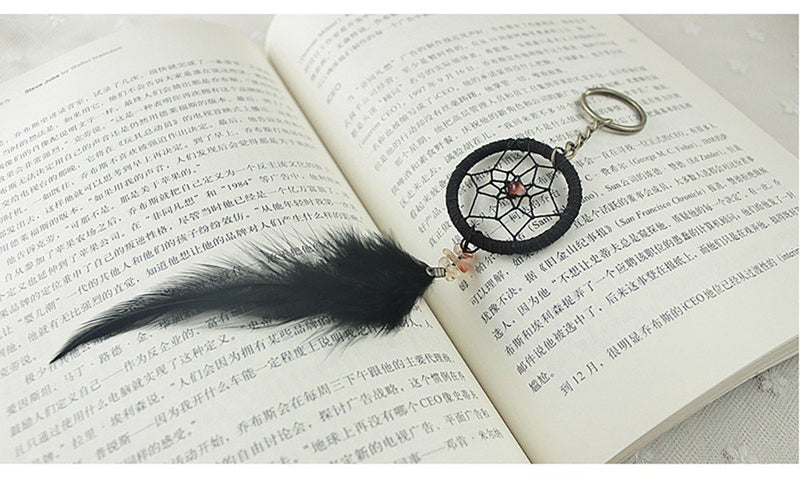 Light Black Dreamcatcher Necklace Handmade Pendant Indian Dream Catcher +Free Thailand Hand Bag (BlackDream+Bag)