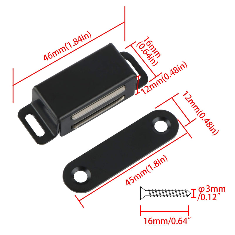 Alise 4-Pack Black Door Magnetic Catch,Cabinet Furniture Closet Catches Latch with Strong Magnetic,Made of Stainless Steel 1-Small Size
