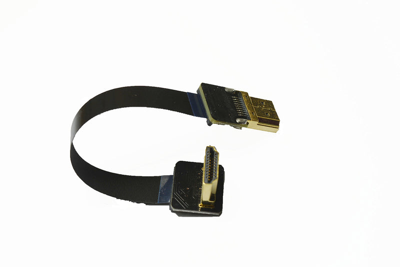 Short Flat HDMI FPV Slim HDMI Cable Standard HDMI Male Full Size HDMI Normal HDMI to Standard HDMI Male 90 Degree Compatible with RED BMCC FS7 C300 (10CM) 10CM