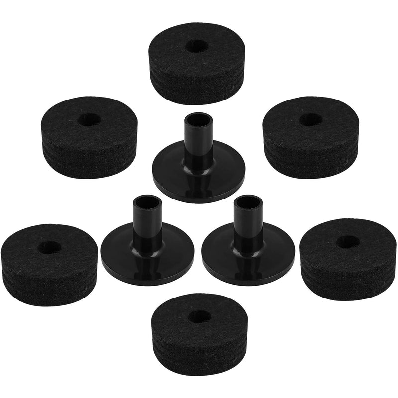 22 Pieces Cymbal Replacement Accessories Including Black Cymbal Felts, Hi-Hat Clutch Felt, Hi Hat Cup Felt, Cymbal Sleeves with Base, Wing Nuts and Cymbal Washer